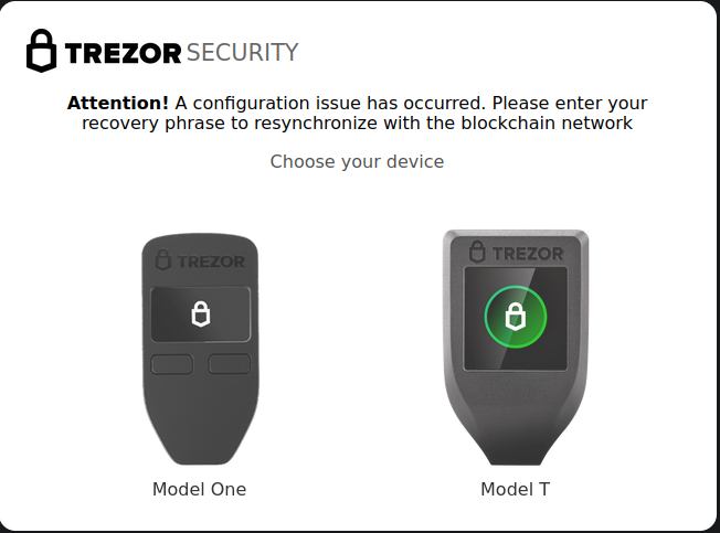 Trezor fake window